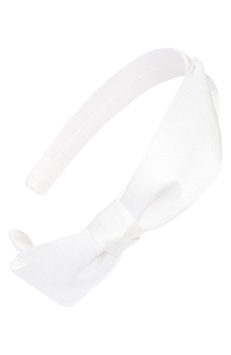 Silk white bow headband for women, Bermuda Bow Headband by L. Erickson USA