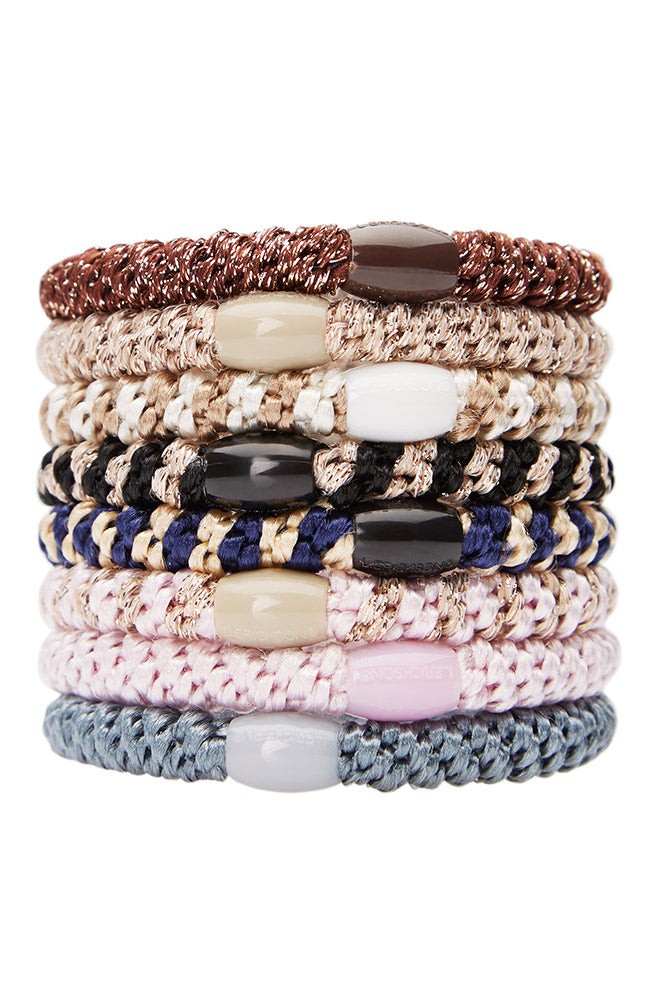 Thick, Multicolor Hair Ties by L. Erickson, 8 Grab and Go Ponytail Holders, strong hold for thick hair.