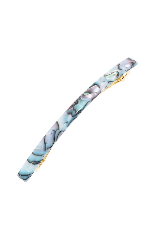 France Luxe long, light blue, faux shell barrette for women - Long &amp; Skinny Barrette, South Sea.