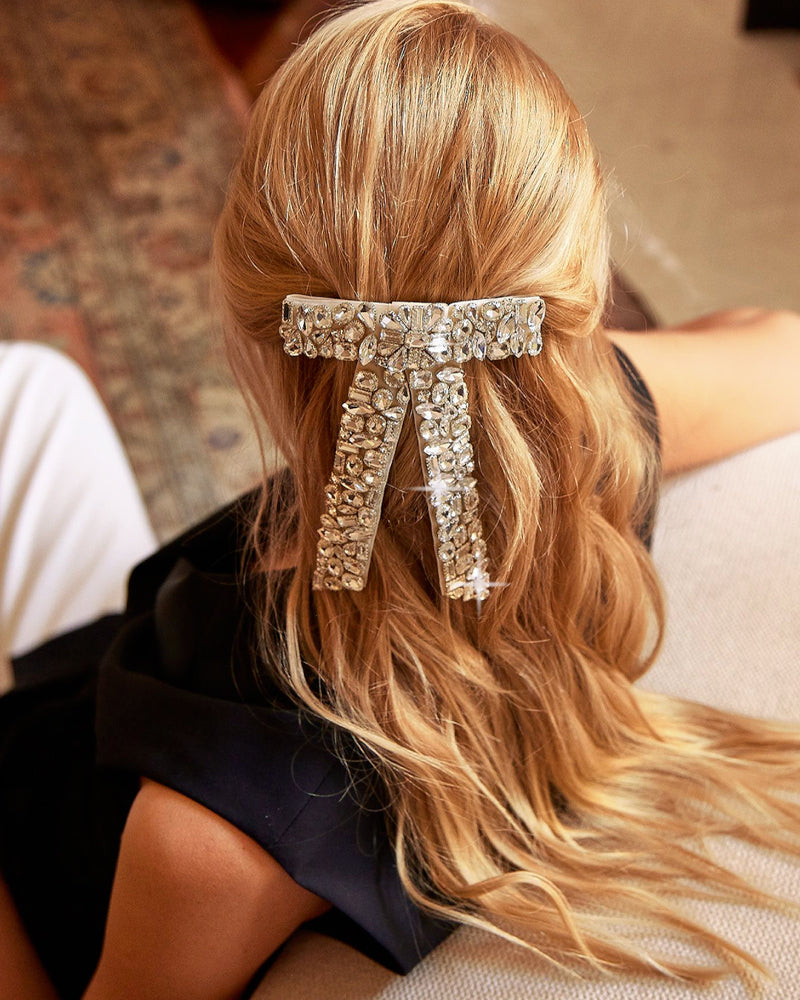Rhinestone Salon Bow Hair Clip - A New Day™ Silver : Target