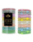L. Erickson hair ties for thick hair, 15 pack Grab & Go Pony Tube with multi pastels hair bands.
