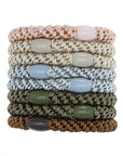 Thick, Multicolor Hair Ties by L. Erickson, 8 Grab and Go Ponytail Holders, strong hold for thick hair.
