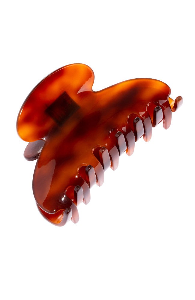 France Luxe medium, rich amber and mahogany brown claw hair clip for women - Couture French Claw Clip, Tortoise.