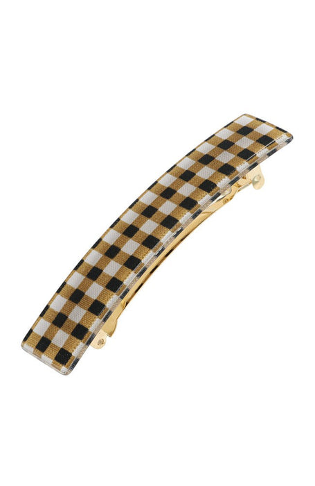 Classic Rectangle Barrette - Whiskey Check