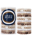 L. Erickson hair ties for thick hair, 15 pack of Grab & Go  Pony Tube, beige hair bands.