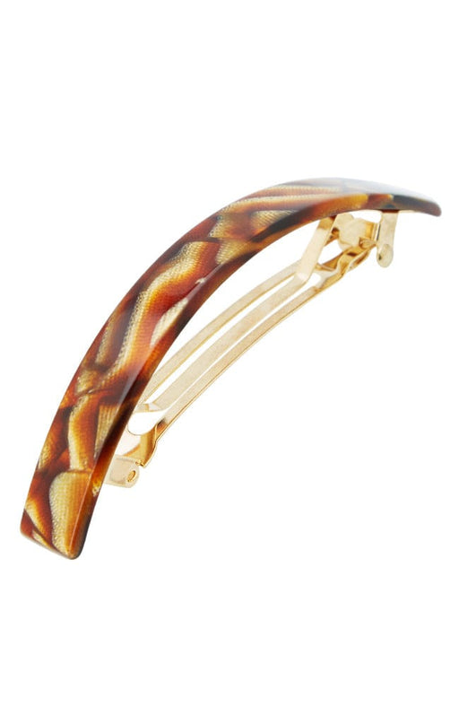 France Luxe Narrow Rectangle Volume Barrette, Classic Africa, cellulose acetate and French barrette clasp, hair clip for thick hair