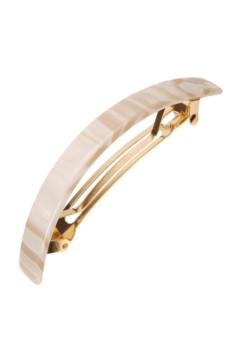 France Luxe Narrow Rectangle Volume Barrette, Classic Alba White, cellulose acetate and French barrette clasp, hair clip for thick hair