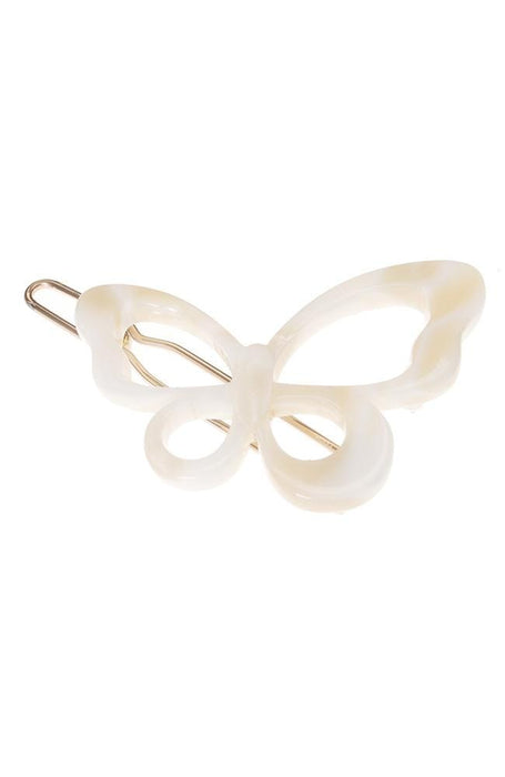 Small white butterfly hair clip, Alba Butterfly Cutout Tige Boule Barrette by France Luxe