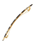 Side view of a ivory tortoiseshell France Luxe long barrette, ideal for fine to medium hair.