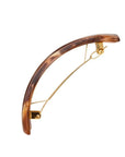 Side view of a brown France Luxe large barrette, with a spacious clasp for thick hair.
