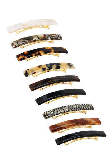 France Luxe Small Luxury Rectangle Barrette, Classics collection, cellulose acetate and French barrette clasp