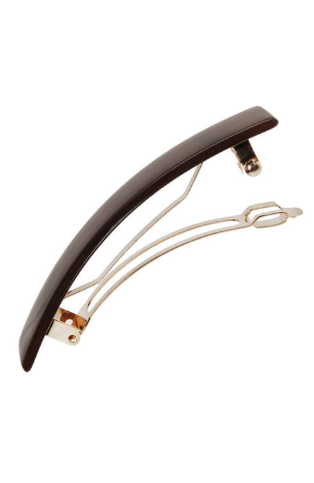 France Luxe Classic Rectangle Barrette, Nacro Neutral Mocha Brown, cellulose acetate and French barrette clasp, open clasp