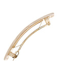 Side view of a white France Luxe Classic French Barrette, ideal for most hair types.