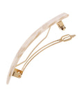 Medium hair clip featuring a classic French barrettes style clasp, ideal for most hair types - Classic Rectangle Barrette, marbled ivory white.