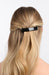 French Barrette by France Luxe, Classic Rectangle Black clip in blonde hair