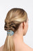 Ponytail hair clip for thick hair, cutout ponytail barrette by France Luxe, South Sea Blue, pictured in French braided hair at nape of neck