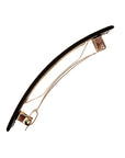 Side view of a black France Luxe Classic French Barrette, ideal for most hair types.