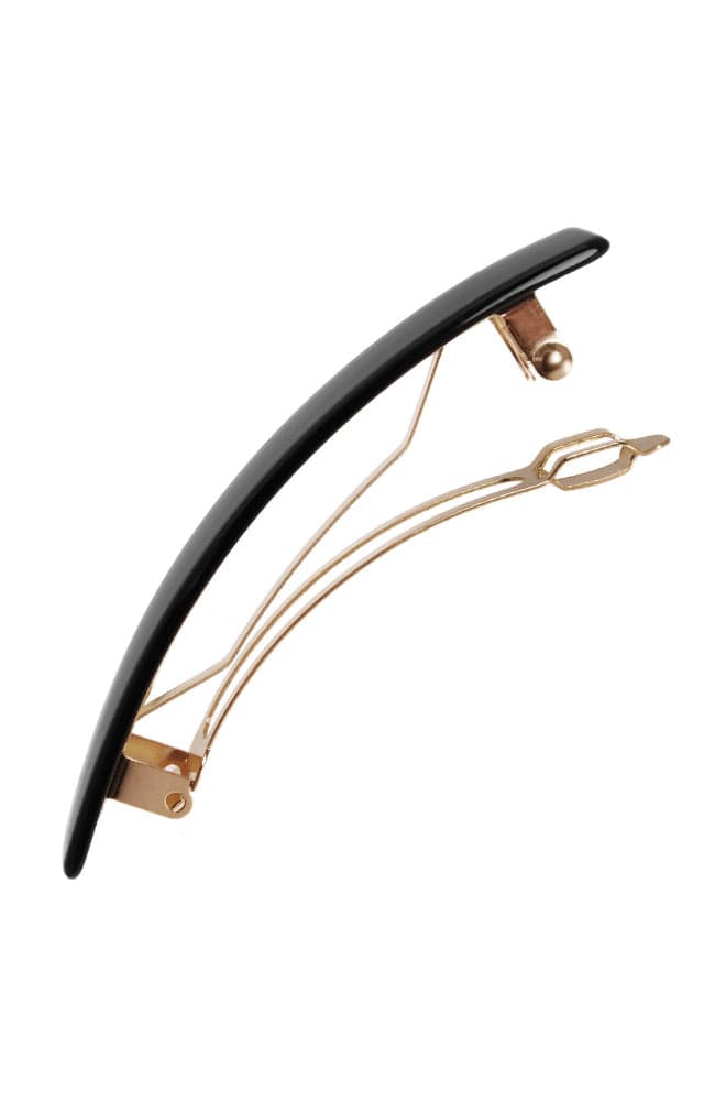 Medium hair clip featuring a classic French barrettes style clasp, ideal for most hair types - Classic Rectangle Barrette, classic black.