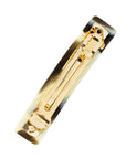 Medium, horn inspired blend of cream and black hair clip featuring a French barrette style clasp, ideal for most hair types - Classic Rectangle Barrette, Black Horn.