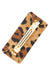 Wide Barrette by L. Erickson USA, covered in Luxe Leopard print cotton, gold tone French barrette clasp back view