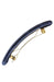 Marine Blue Velvet Wide Barrette by L. Erickson USA, gold tone French barrette clasp side view