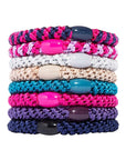 Teal, Blue, Pink and Purple Hair Ties by L. Erickson, thick Grab and Go hair bands for thick hair