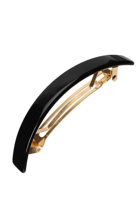 France Luxe Narrow Rectangle Volume Barrette, Classic Black, cellulose acetate and French barrette clasp, hair clip for thick hair