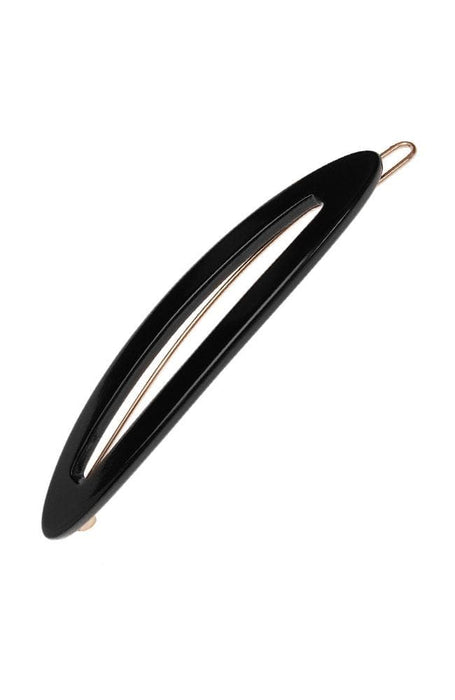 France Luxe Sliver Cutout Tige Boule Barrette, Classic Black, cellulose acetate and French barrette with tige boule clasp