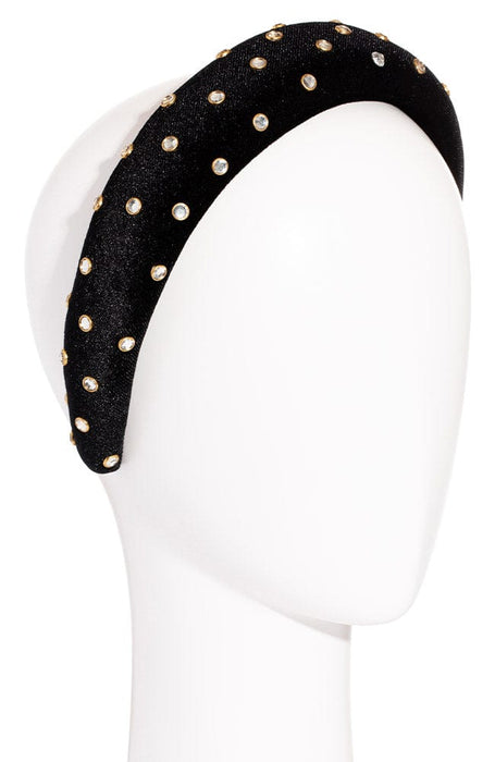 Padded velvet headband with crystal embellishments by L. Erickson