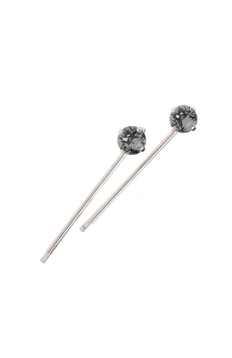Black Diamond Crystal and Silver Bobby Pins made with Crystals