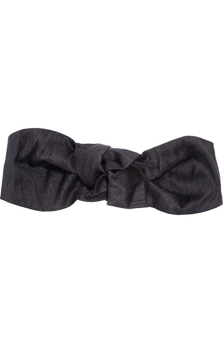 Black Silk Headband with top knot, Silk Dupioni fabric, by L. Erickson USA