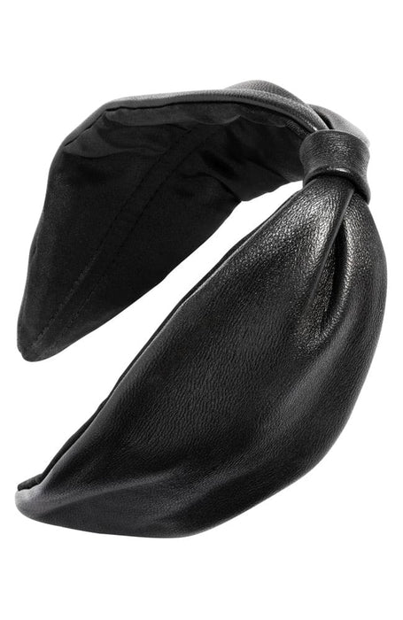 Black Leather Top Knot Headband with suede lining, by L. Erickson
