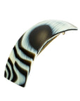 France Luxe large, horn inspired blend of cream and black barrette for women - Rectangle Volume Barrette, Black Horn.