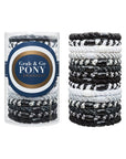 L. Erickson hair ties, 15 pack of Grab & Go  Pony Tube, Thick, black, white, silver, metallic silver, black, graphite hair bands.