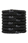 Basic Black Hair Ties by L. Erickson, 8 thick Grab and Go Ponytail Holders for thick hair.