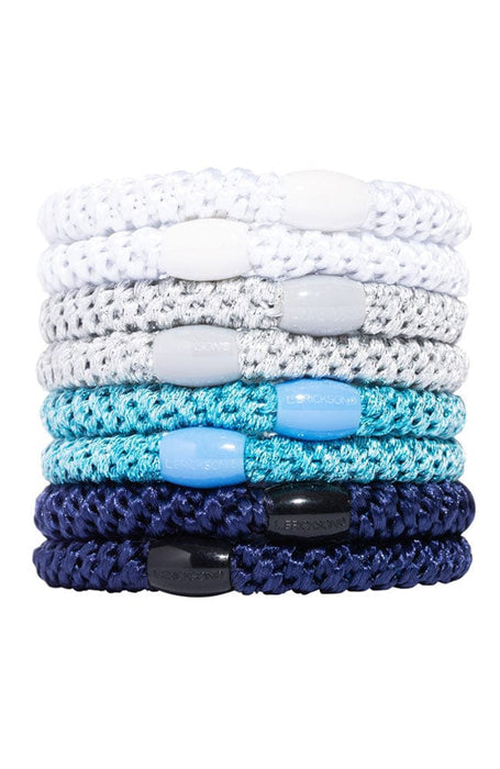 Blue and White Hair Ties by L. Erickson, thick Grab and Go hair bands for thick hair