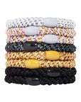 Silver, Black and Gold Hair Ties by L. Erickson, thick Grab and Go hair bands for thick hair