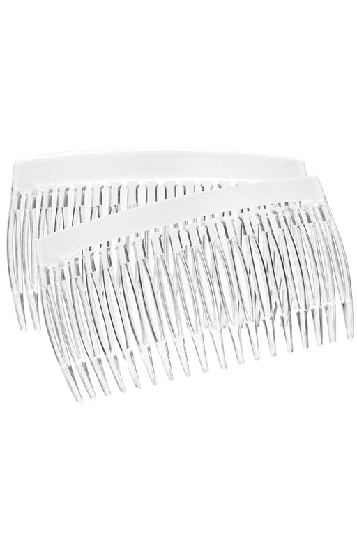 Clear Hair Comb Pair, France Luxe 18 tooth French Side Combs, Transluscent
