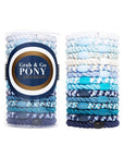L. Erickson hair ties, 15 pack of Grab & Go  Pony Tube, Thick, blue, white hair bands.