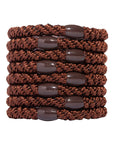 Thick, Brown L. Erickson Hair Ties, 8 Grab and Go Ponytail Holders, strong hold for thick hair.