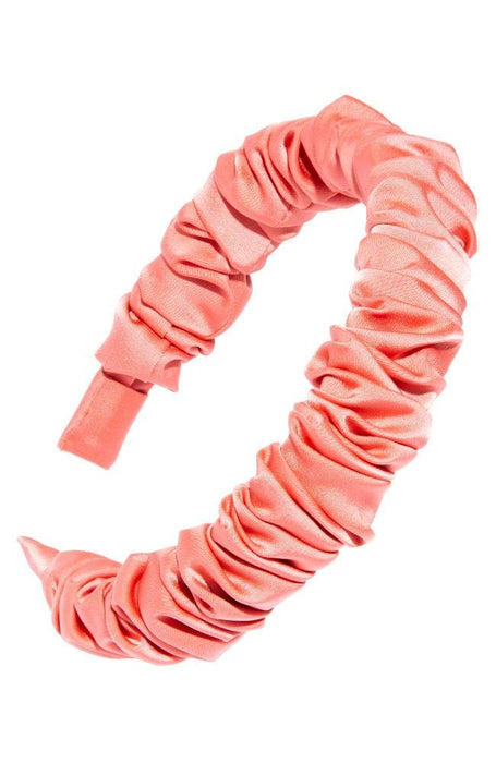 Satin Coral Ruched Headband by L. Erickson