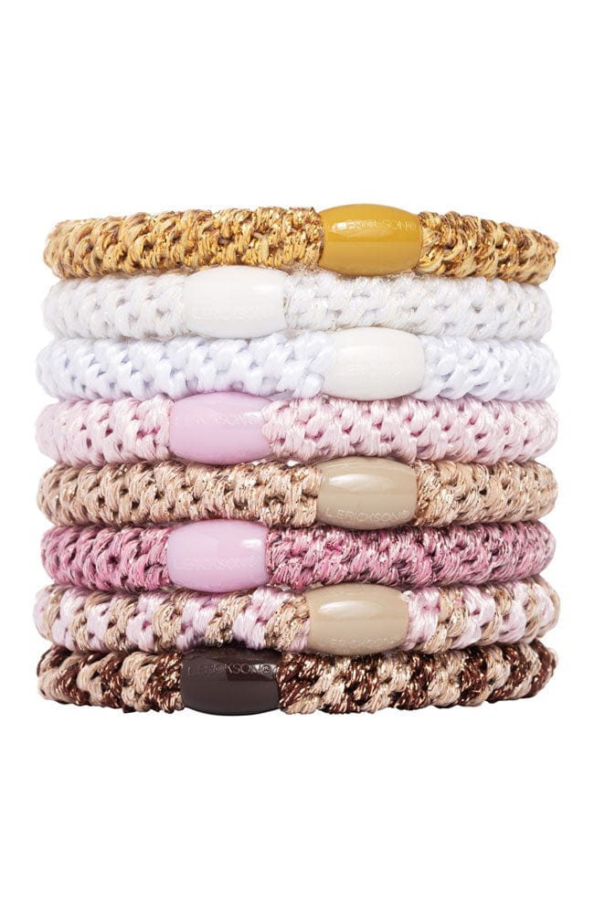 Thick, Pink Hair Ties by L. Erickson, 8 Grab and Go Ponytail Holders, strong hold for thick hair.