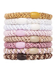 Thick, Pink Hair Ties by L. Erickson, 8 Grab and Go Ponytail Holders, strong hold for thick hair.