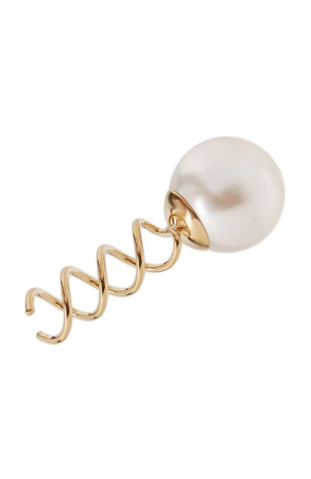 Pearl Hair Ornament, Cream White Pearl and gold metal hair screw
