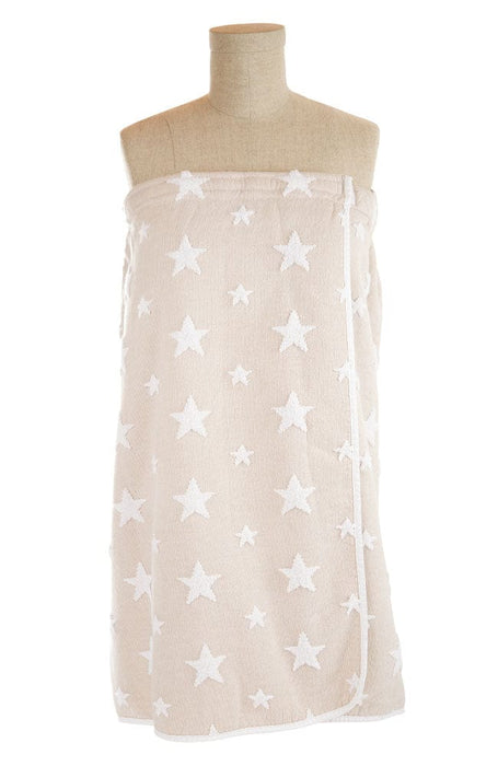 Adjustable Towel Wrap, beige luxurious 100% Turkish Cotton with embossed stars, by France Luxe Body