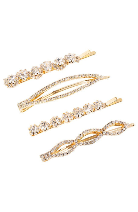 Crystal and Gold Bobby Pins, Variety Pack of 4, L. Erickson