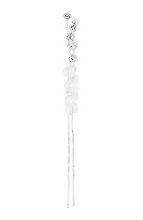 Silver crystal & pearl bridal hair pin, Small Eden Hair Pin by L. Erickson