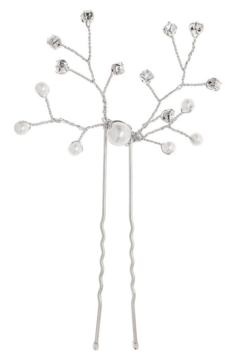 Silver crystal & pearl bridal hair pin, Small Eden Hair Pin by L. Erickson
