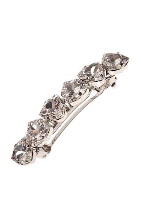 Clear crystals on silver hair clip with French barrettes style clasp