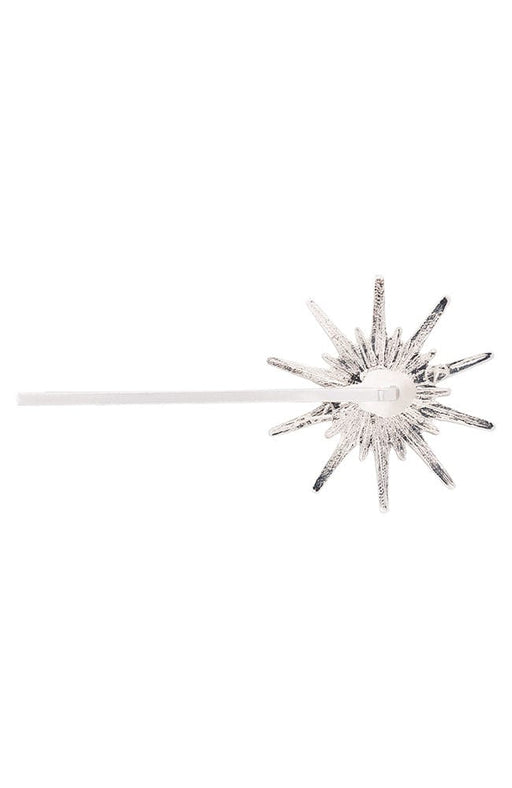 Back of star bobby pin, silver and crystal